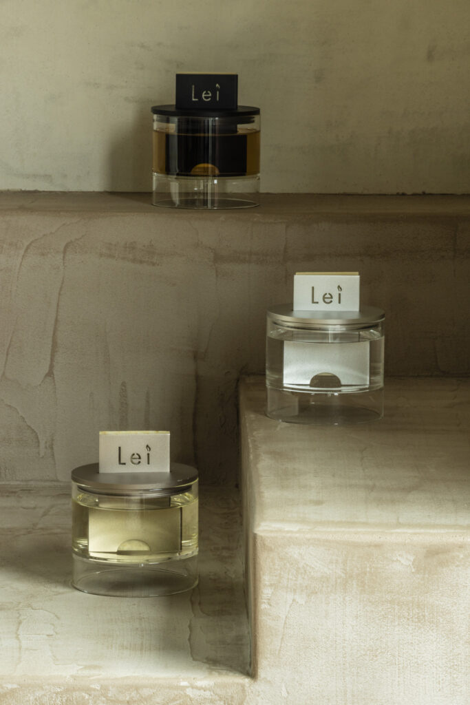 Three Lei Card Diffusers on stone steps